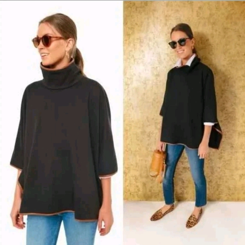 Tuckernuck Black Turtleneck Poncho Sweater
